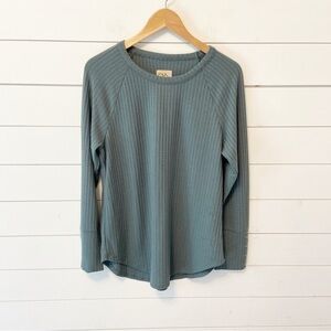 Chaser | Green/blue Henley Style Long Sleeve Top Button Sleeves Size Extra Large
